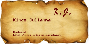 Kincs Julianna névjegykártya